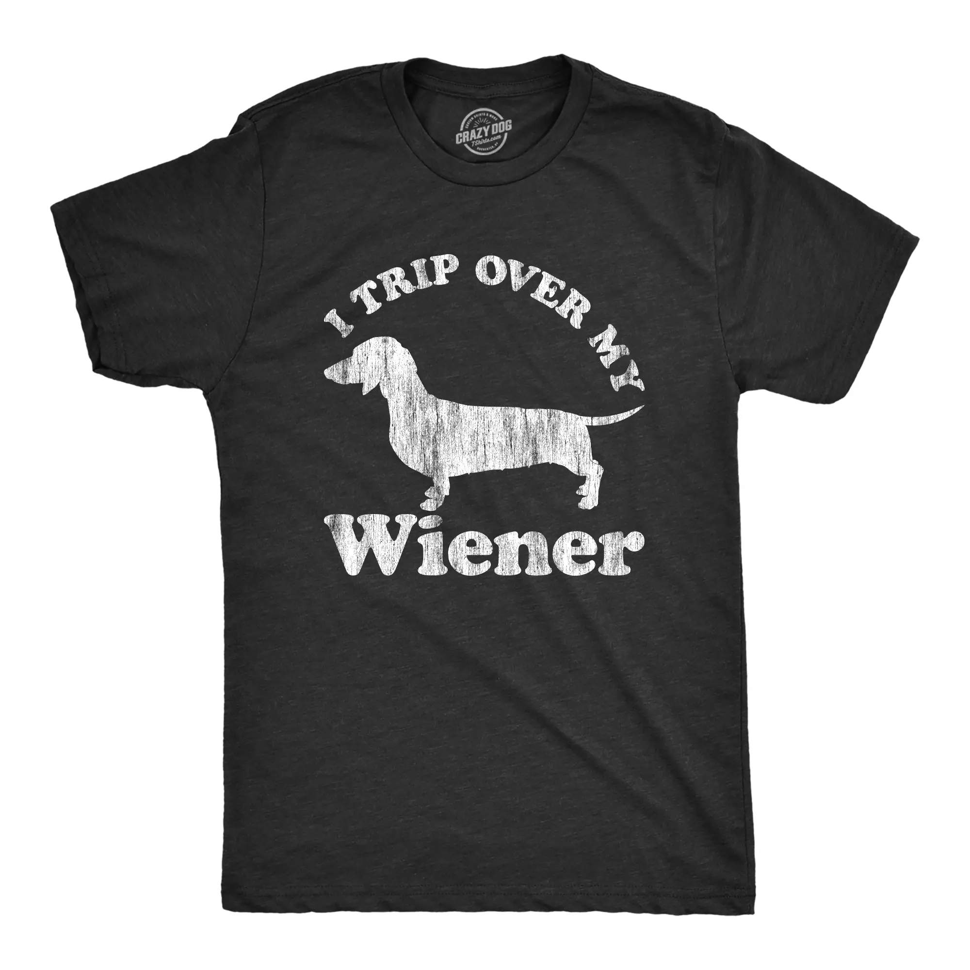 Mens I Trip Over My Wiener T Shirt Funny Pet Novelty Puppy Graphic Dog Tee for Guys Mens Funny T Shirts Cool Vintage Fashion T-Shirt Gift Classic Menswear Sarcastic Apparel for Men Funny Dog Short Sleeve Black