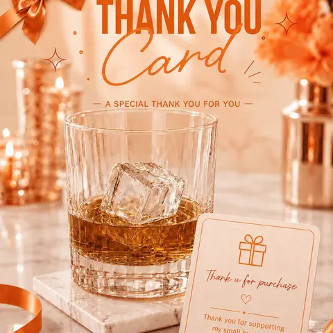 ver 3 Thank You Card For Purchase laser engraved whiskey glasses, Personalize your handwriting Gifts for couples, Home Decor & Gifts, Funny gift for men and women, Drinkware, Halloween