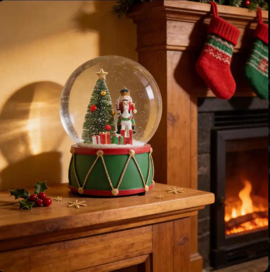 6 In Nutcracker Horse Riding Figurine, Christmas Tree Ornament with Built-In Classical Music, Festive Drum Base, Holiday Tabletop Decoration, Christmas Gift