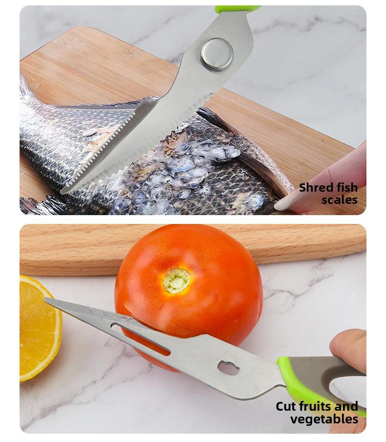 [Holiday Haul] Multi-Functional Kitchen Scissors with Magnetic Stand, Stainless Steel Detachable Blade Locking System, Large Handle for Meat Fish Fruits Bones Shells Bottles