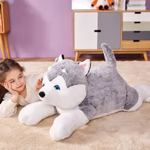 IKASA Giant Husky Stuffed Animal Plush Toy,30" Large Dog Puppy Cute Jumbo Soft Toys,Huge Big Size Plushy Fluffy Fat Plushie,Gifts for Kids