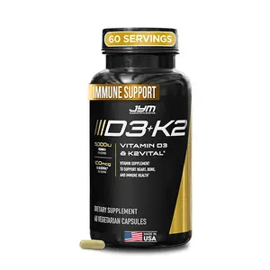 Vitamin D3 + K2 Supplement, 5000 IU Vitamin D3 & 100mcg Vitamin K2 (MK-7) for Bone, Heart & Immune Support, Enhanced Calcium Absorption, Vegetarian, 60 Capsules