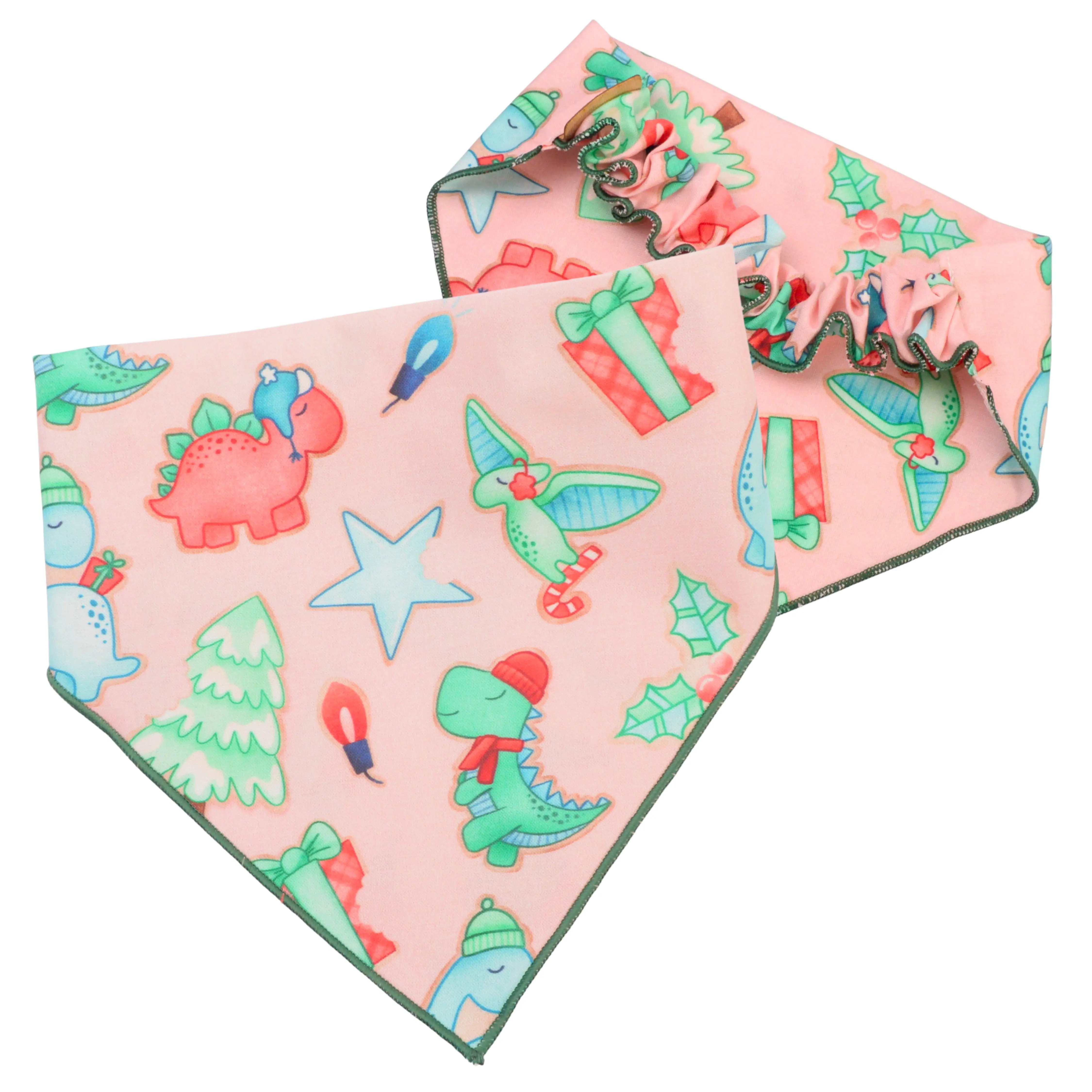 Scrunchie Dog Bandana – Christmas Dinosaur