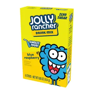 3x Jolly Rancher Blue Raspberry Singles To Go - Flavoring Powder Drink Mix Pack - Sweet Hydration 0.3oz