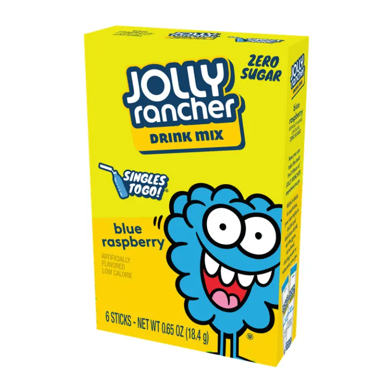 Jolly Rancher Blue Raspberry Hydration Mix Flavoring Powder Pack - 6x 0.3oz Singles To Go Flavor Packets for Water, Sugar Free, Low Calorie, Fat Free, Refreshing for Parties, Everyday Use