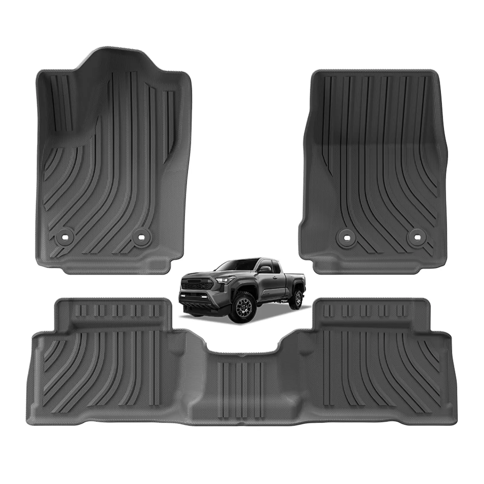 Floor Mats Fit for Toyota Tacoma 2024 2025 Double Cab,NOT FIT Hybrid, Manual Transmission, Access Cab, Eco-Friendly TPE Material,Black