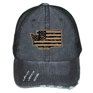 Ladies Washington Vegan Leather Patch Cap, Ponytail Trucker Hat, Washington Hat, Adjustable Ponytail Cap, Leather Patch Hat