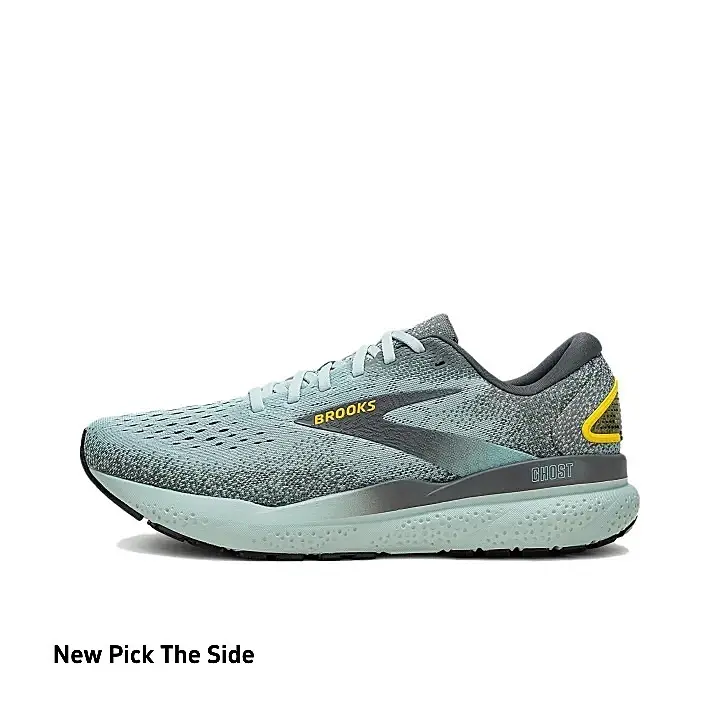 Brand New Sealed Unisex Breathable Perforated Gradient Knit Mesh Running Sneakers Mint Gray Marbled Tone Yellow Accent Cushioned Foam Midsole Lightweight Shock Absorbing Daily Jogging Workout Walking Athletic Shoes with Original Shoe Box