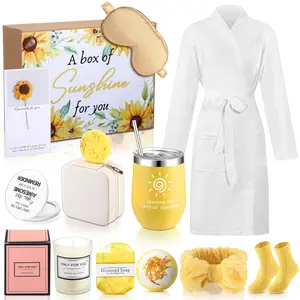 Nuogo 13-Piece Women's Spa Basket Set - Eye-Care Inclusions, Scented Items, Cup, Boxes, Mirrors, Socks, Steamers, Jewelry Case, Bath Robe - Ideal Womens Gifts for Mom, Girlfriend