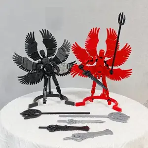 T13 Multi-Jointed Action Figure with 6 Wings and Full Weapon Collector Set, Articulating Figurines, Kids' Craft Creativity Toy, Holiday Gift, Christmas and Birthday Present