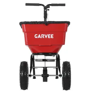 [FLASH SALE]  Garvee 100 lb Push Broadcast Spreader, T-Handle Walk-Behind Lawn & Garden Fertilizer Spreader with 58 L Hopper, 0–12 ft Coverage, 13" All-Terrain Wheels & 20-Level Flow Control for Seed, Fertilizer, Salt & Ice Melt, Green/Black