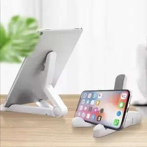 White Universal Foldable Waterproof Tablet Phone Stand Adjustable Desk Holder Portable iPad Accessory for Easy Viewing grip