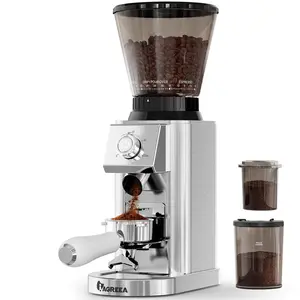 IAGREEA Conical Burr Coffee Grinder, 48 Grind Settings, 450RPM Low-Speed Anti-Static, Precision Timer, Portafilter Holder for Espresso, Drip, French Press, Cold Brew, Stainless Steel