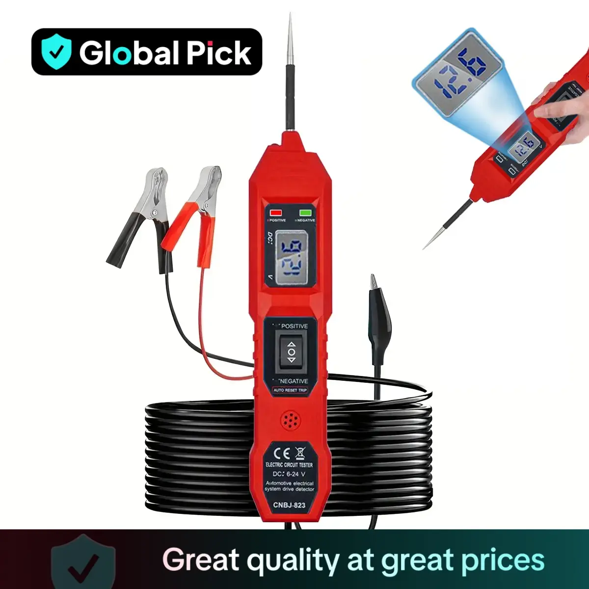 DC 3.5-36V Circuit Tester, 1 Count ABS Digital Display Circuit Tester, Bidirectional Portable LED Fuse Tester with Indicator Light for Car, Truck, Mot