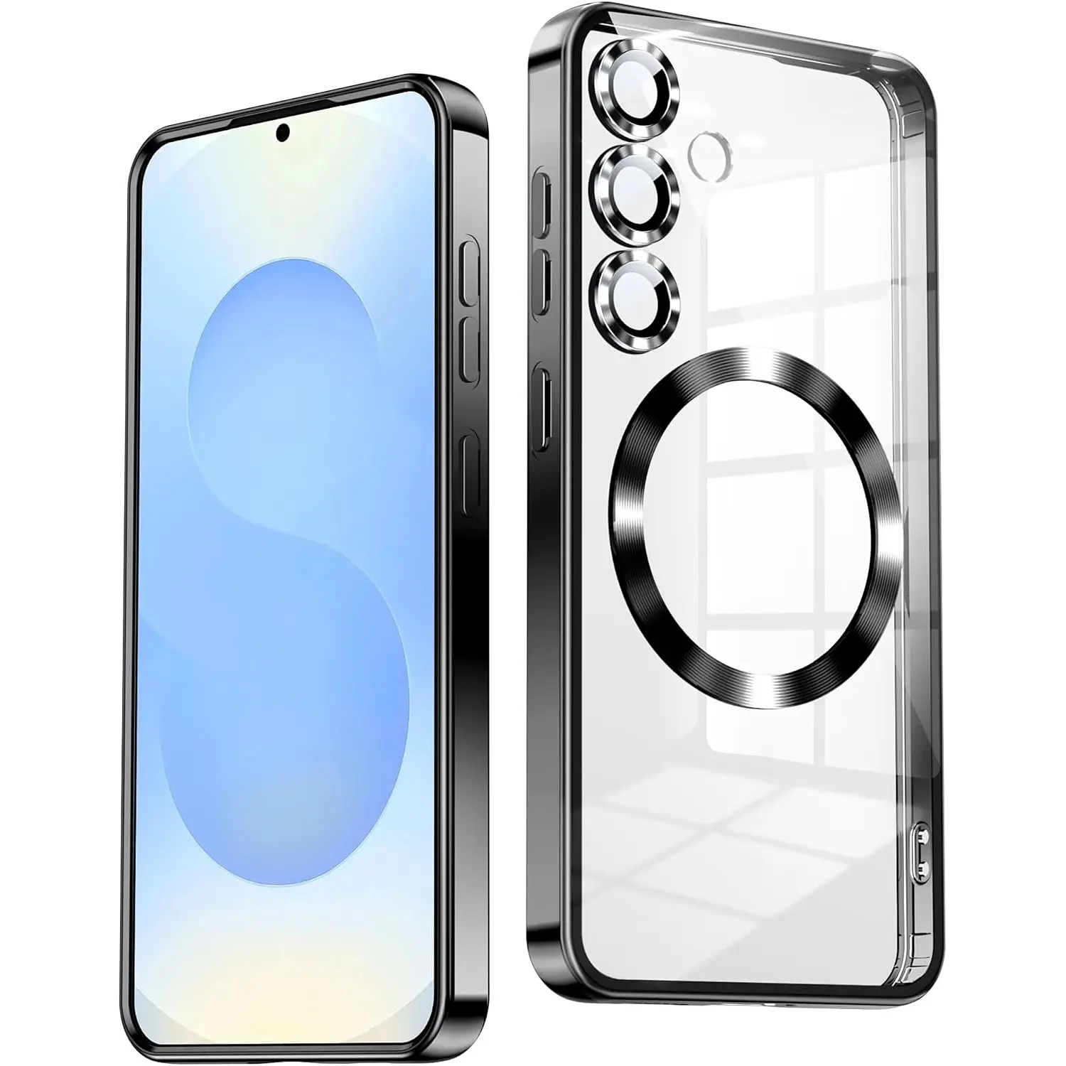 Clear Plating Ultrathin Protective Case, Protective Cellphone Cover, Tpu Smartphone Casing For Samsung Galaxy S25 Edge, S25 Ultra, S24 Ultra, S23 Ultra, A56, A36, Magsafe Magnetic Lens Film Cover Accessories Pink Casing