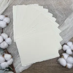 Ivory 300gsm Handmade Cotton Paper (Set of 10) Cut Edge