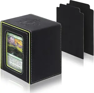Card Deck Box For MTG Commander Deck, Fits 100+ Cards(Black&Green)