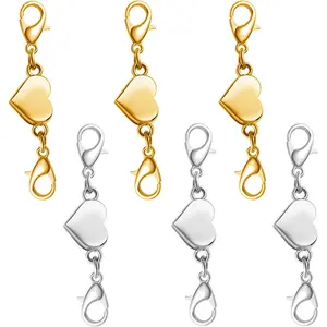 Heart Magnetic Clasp, Double Lobster Closure for Necklace Bracelet, Jewelry Making Connector
