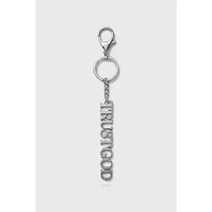 Trust God Silver Bag Charm Keychain