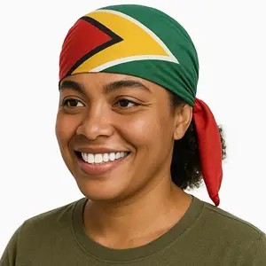 Country Flag Bandana - 15+ Countries Versatile Bold Island Pride Headwrap Scarf Face Covering Lightweight Breathable Fabric Ideal for Carnival Jouvert Festivals