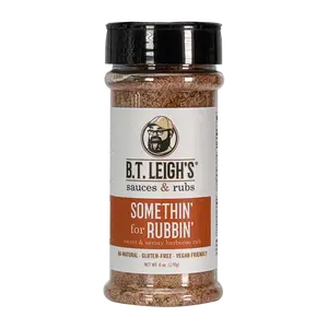 Somethin' For Rubbin' - Sweet & Savory Barbecue Rub  by B.T. Leigh's Sauces & Rubs- 6 oz Bottle - All Natural - Vegan - Gluten Free - Barbecue Rub - Made in USA -  No Fillers - Small Batch - Artisan