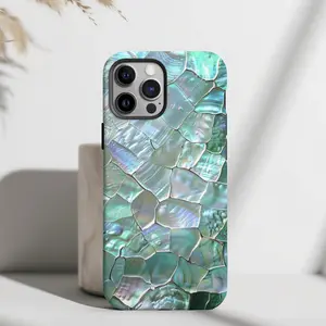 Iridescent Pearl Mosaic Sea Shell Aesthetic Summer Phone Case for iPhone 16, 15, Pro, Max, Plus, 14, 13, 12, 11, X, XS, XR