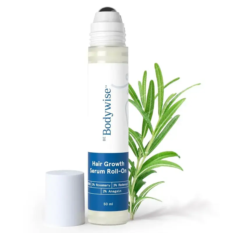 Be Bodywise Hair Loss Supplements -Rosemary Hair GrowthSerum Roll On 50 ml-3% Rosemary, 3% Redensyl & 2%Anagain-DHT-Blocking Scalp Serum Boosts Oxygen Flow,Reduces Hair Fall -Paraben/Sulfate-Free -Women & Men