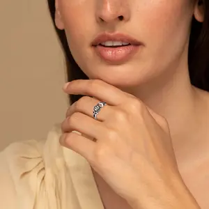 FaithHeart Sun Moon Universe Faces Ring Vintage Dainty Irish Celtic Triquetra Ring