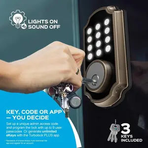 TurboLock Bronze Smart Lock Lighted Keypad Single Cylinder Electronic Knob
