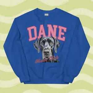 Blue Great Dane Mom Sweatshirt - Unisex Apparel Relaxed Fit Printed In The USA Clothing Womenswear Casual Comfort Cotton Top Athletic Boho Chic