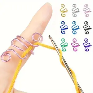 Random Color Adjustable Crochet Ring, 5pcs/10pcs Metal Crochet Tension Ring, Crochet Hook Ring, Crochet Supplies for Home, Crochet Gift for Crochet Lovers, Crochet Set