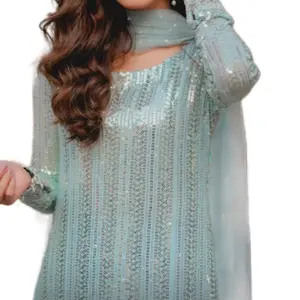 3 pcs trouser  with sequences shirt and duppata Clothes