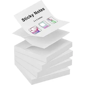 400 Sheets Pop-up Sticky Notes, 3 x 3 Inches, 4 Pads Bright Color Self-Stick Notes, 100 Sheets/Pad, White