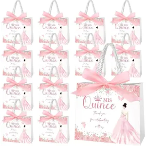 36 Sets Mini Quinceanera Party Favors for Guests Recuerdos Para 15 Anos Quinceaneras Gifts Bags Bulk White Pink Small Thank You Bags Goodie Boxes for Sweet 15 Birthday Adult Decorations