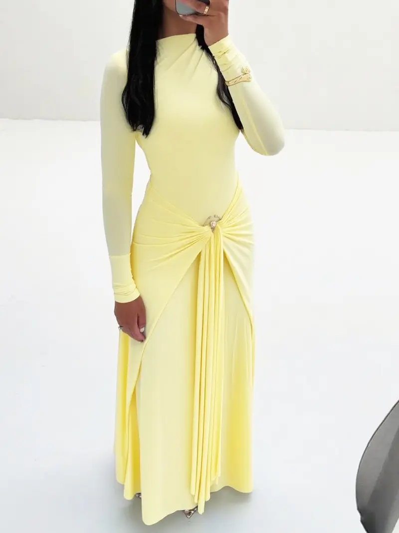 formal jacket with dress Yellow Tulle A-line V-neck Long Prom Dresses With Belt, Evening Dresses,  MP817