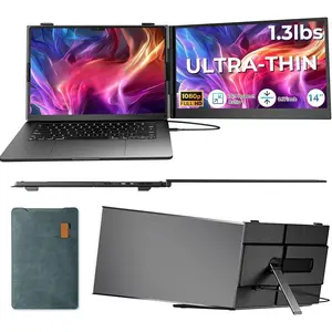 Laptop Screen Extender, 14" FHD 1080P Dual Portable  for Laptop, Ultra-Thin Travel  Extender Fit 13"-17.3", Plug and Play Compatible with Windows//Android/Chrome/