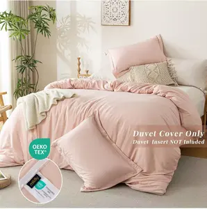 【Only one gift per customer】【Random color】XIZZI Duvet Cover Queen Size - 3 Pieces Prewashed Extra Soft Bedding Set, Includes 1 Duvet Cover  with Zipper Closure & 2 Pillow Shams, Linen, Comforter Not Included