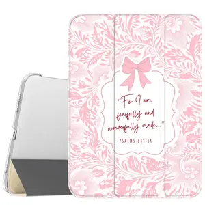 Pink Bible Vines Case for iPad A16 2025 / iPad air 6/ iPad mini 6, Slim Stand Cover with Soft Translucent Frosted Back Pencil Slot, for Samsung Galaxy Tab S9 Tablet Cases