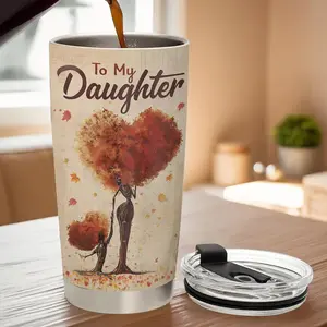 [BNB Gift 2025] To My Daughter 20oz Tumbler – Heart Tree Design with Love Letter Message, Meaningful Gift from Mom for Birthday, Graduation, Christmas or Everyday Use