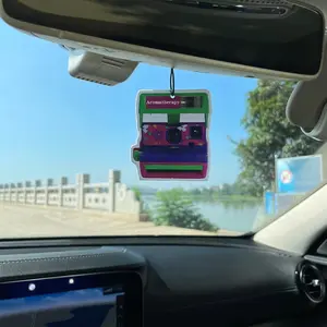 Girl Cute Toy Camera Instant Photo Bahamas Sea Breeze Scent Car Air Freshener, Rearview Mirror Hanging & Vent Clip, Natural Material