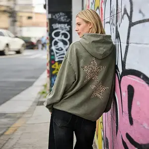 2-sided Leopard Star Washed Hoodie, Oversized Menswear And Women Menswear Tops, Gym Pump Cover, Hip Hop Y2K Graphic Apparel, Gift For Him