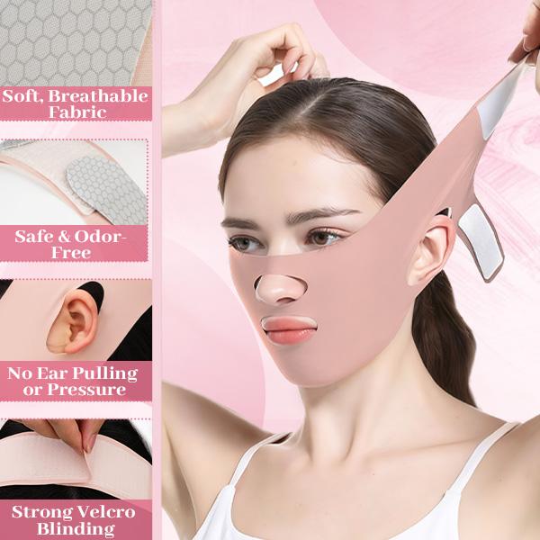 Adjustable V Line Sleep Strap: Prevents Mouth Breathing & Tightens Jawline – Overnight Face Slimming Mask for Contouring and Nasal Breathing Support（ From chin to the top of the head: 23-26.5 inches）