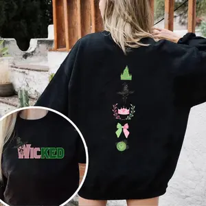 Wicked Colorful Sweatshirt, Defy Gravity Broomstick Magic Wand Hoodie, Wizard of Oz Tee, Witch Pink and Green PSB159.160