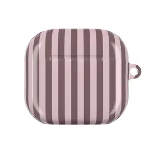 Brown Pink Striped AirPods Case for AirPods 1 2 3 4, AirPods Pro 1 2 3, Neutral Aesthetic Earbuds Cover, Minimal Earth Tone Protective Case