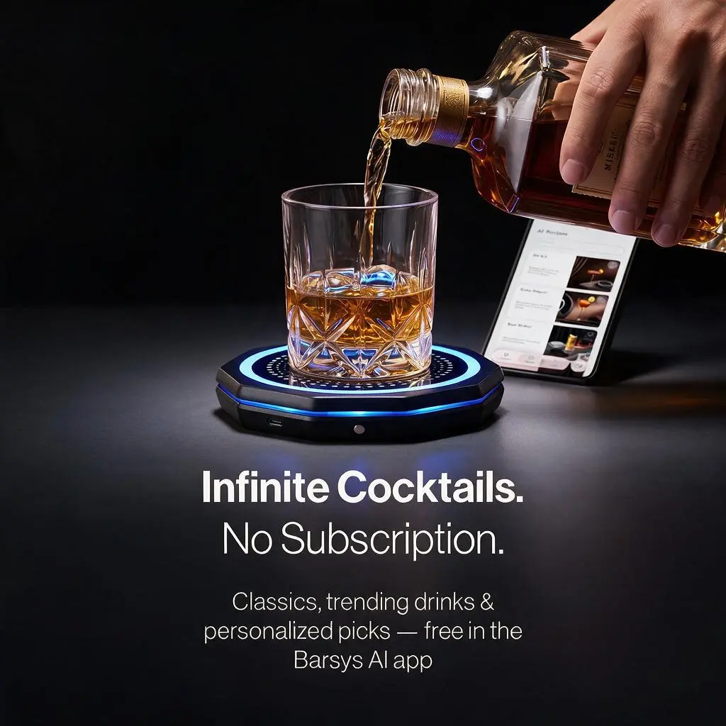 【HotSeller】New Arrival Smart Coaster 2.0 - App-Controlled Portable Automatic Cocktail Maker & Drink Mixer, Kitchen Coaster with 1000+ Cocktail & Mocktail Recipes