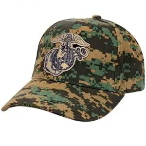 USMC Ballcap EGA Eagle Globe Anchor on Woodland Digital Cap