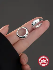 S925 Sterling Silver Simple Hoop Earrings, Fashionable Earrings for Women & Girls, Trendy All-match & Exquisite Jewelry for Birthday Gift, Classic Style Earrings