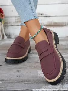 Women's Thick Sole Loafers Comfortable Shoes Wide Fit Round Toe Slip-On Casual Modern Style All Seasons Footwear