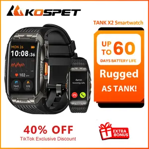 KOSPET X2 Smartwatch,Auto Fitness Tracker,Bluetooth Calling,44-Day Battery Life,50M Waterproof,AMOLED Display,Full-Metal, Android and iOS Watches Black,Wearable,Watches Men,Heart Rate Monitor,tech accessories,Blood Pressure Monitor,New Year Pick