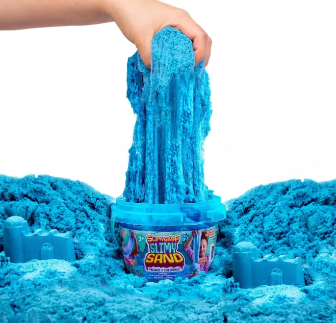 SLIMYSAND by Horizon Group USA, 1.5 Lbs of Stretchable, Expandable, Moldable Cloud Slime, Non Stick, Slimy Play Sand in A Reusable Bucket, Blue- A Sensory...